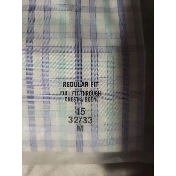 michael kors regular fit 15 32/33 m shirt pool blue plaid NEW performance wickin - Picture 2 of 9